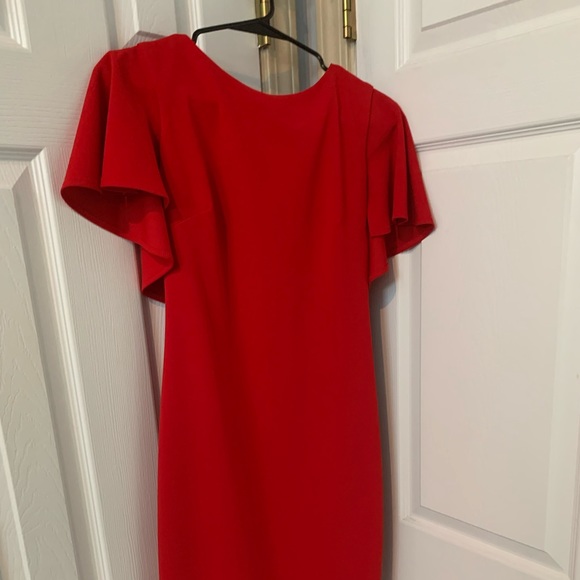 Calvin Klein RED Flutter Sleeve Sheath Dress - Picture 2 of 9
